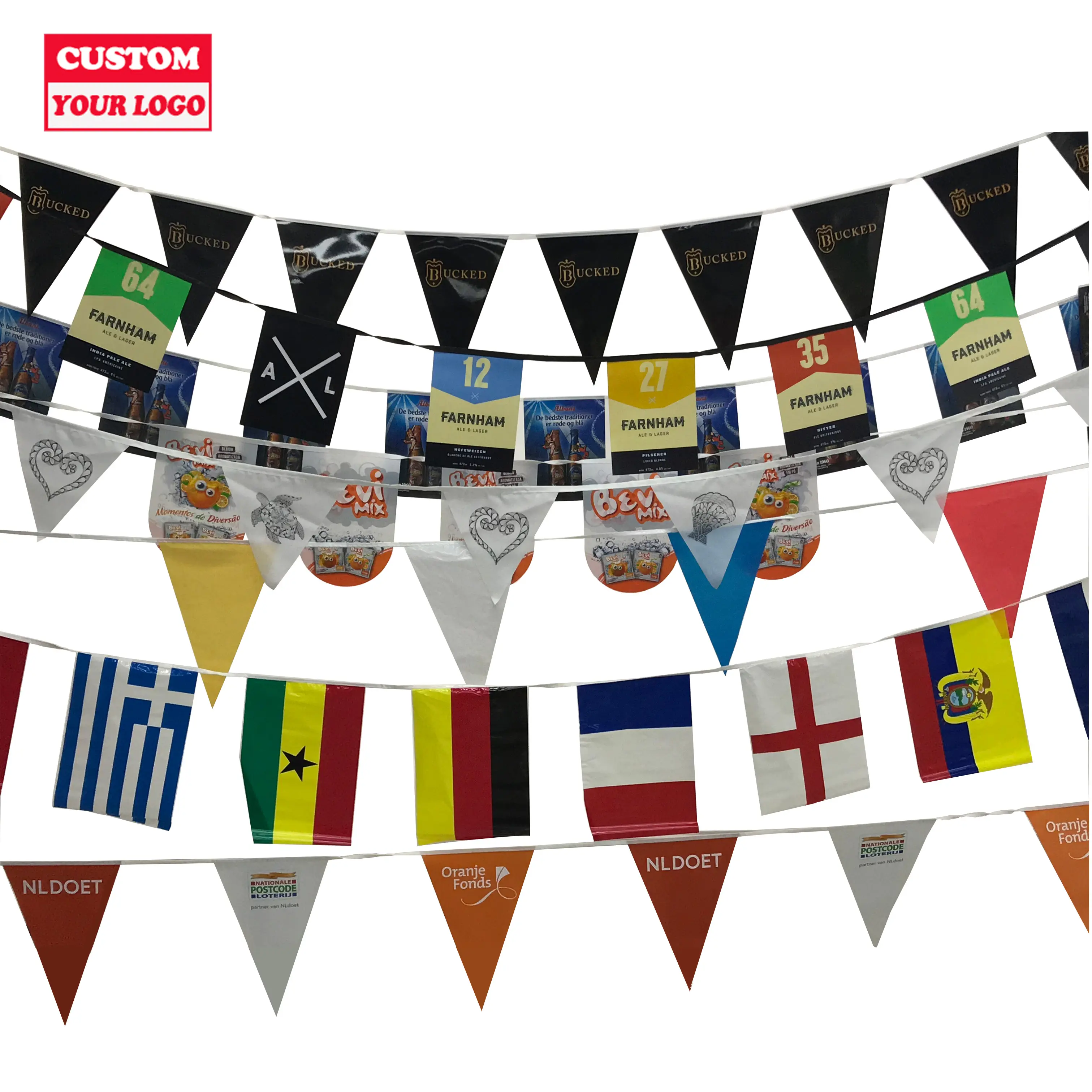 Stof Polyester String Vlag Event Display Wimpel Gors Banner Custom Gors Groothandel 100D Polyester Bunting