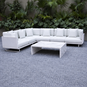 Canapé modulaire d'extérieur en aluminium sur mesure, résistant aux intempéries, en forme de <span class=keywords><strong>L</strong></span>, pour projets hôteliers et de complexes hôteliers - Product Image 2