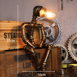 Lampe de table LED AC de style rétro moderne créative, tuyau d'eau, robot <span class=keywords><strong>punk</strong></span>, fer industriel, décoration de bar à café, idée cadeau - Product Image 2
