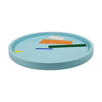 Plateau de service rond laqué rose écologique avec motif décoratif, compatible lave-vaisselle, pour la cuisine et la maison au Vietnam