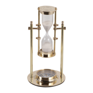 Clessidra in ottone con base a bussola per decorazioni casa e ufficio, timer da 30 minuti - Product Image 1