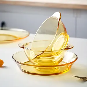 microwaveable modern amber colored borosilicate glass dinner plate
