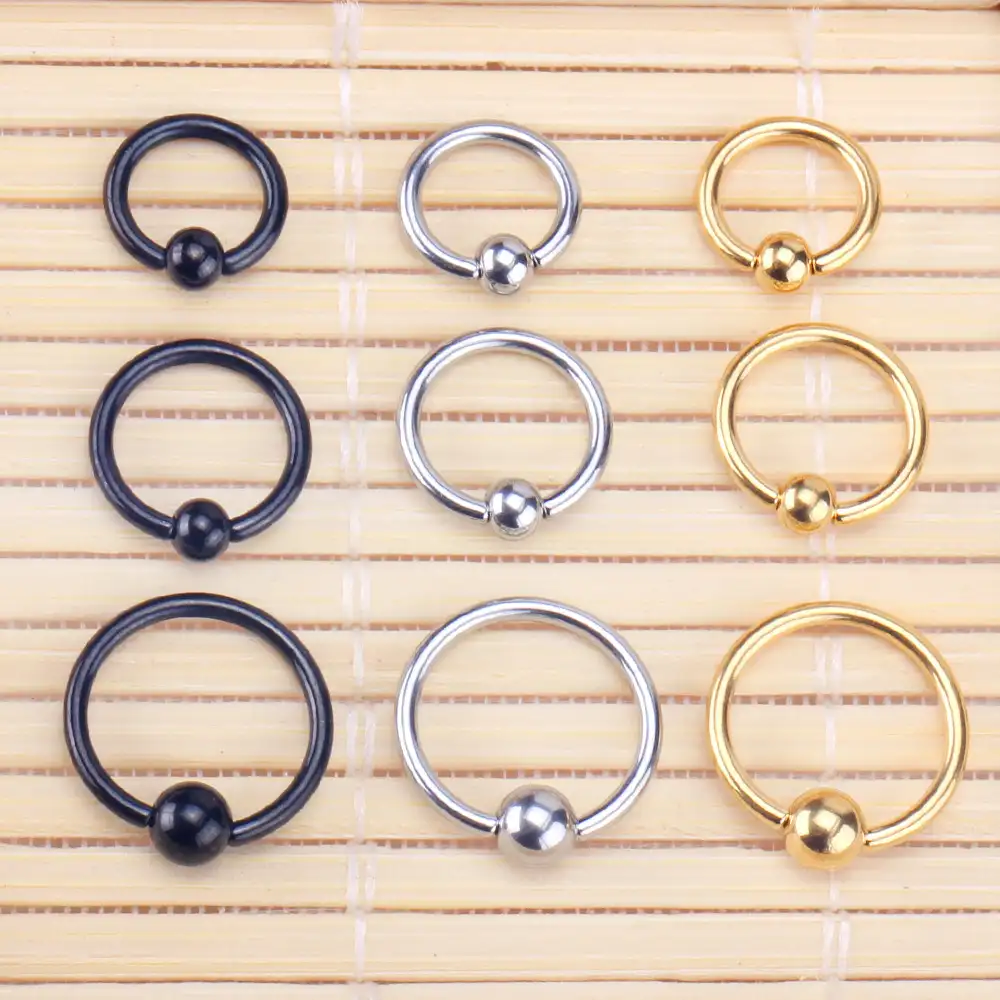 2019 Brand New Nose Ring Indian Nose Hoop Magnetic Nose Stud 9 Pcs / Set Colored Gold Sliver Black Stainless Steel Ring