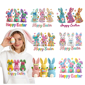 Transferts thermiques prêts à poser pour vêtements, à décoller à chaud, avec motifs de Pâques, personnalisés, pour fil à crocheter, lavables - Product Image 3
