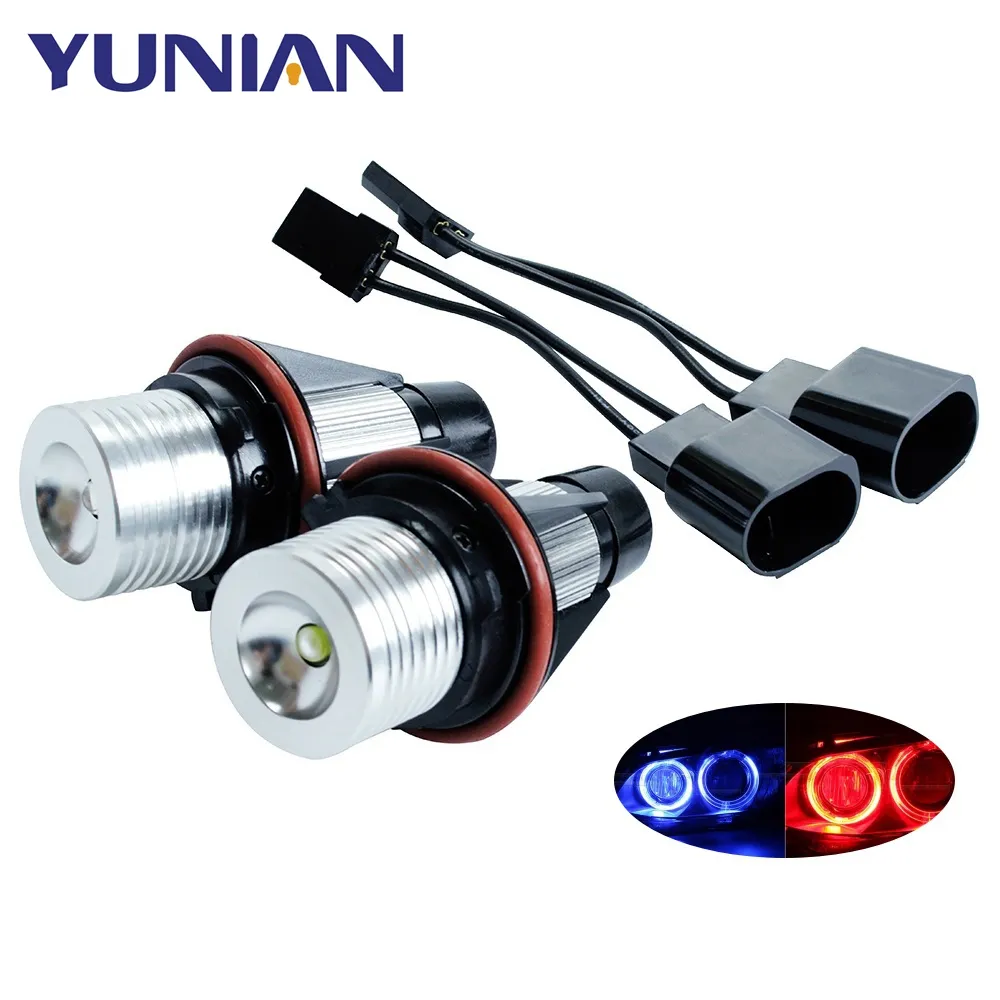 2pcsxCANBUS 10w LED Angel Eyes Marker Lights lampadine senza errori bianco/rosso/blu per E90 E91 3 Series 325i 328i 335i 2006-2008