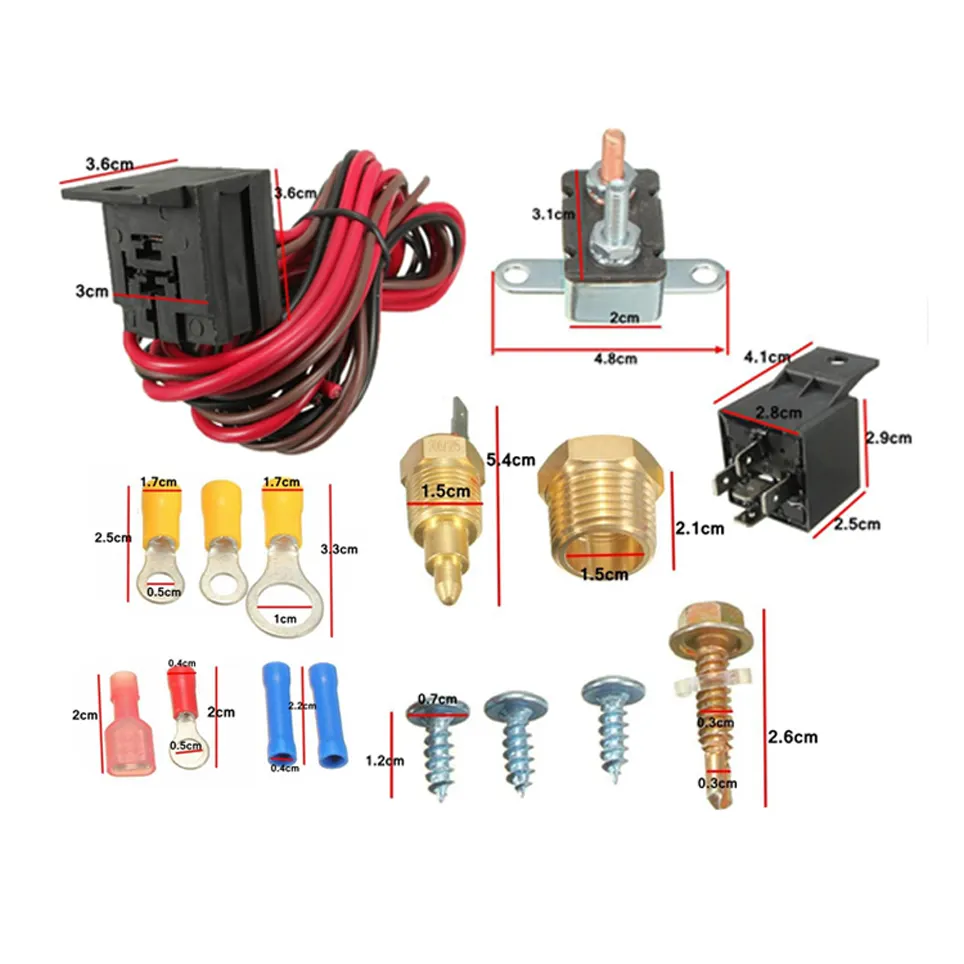 5 pins 200/185 degree thermostat temperature switch relay kit 40 amp radiator universal fan temperature switch relay kit