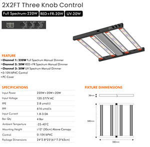 ไฟเรืองแสง <span class=keywords><strong>LED</strong></span> 220W แบบเต็มสเปกตรัม + 20W ชิป UV สีแดงและสีแดงเข้ม + 20W สำหรับคนขับรถไฟ <span class=keywords><strong>LED</strong></span> ปลูกต้นไม้ - Product Image 2
