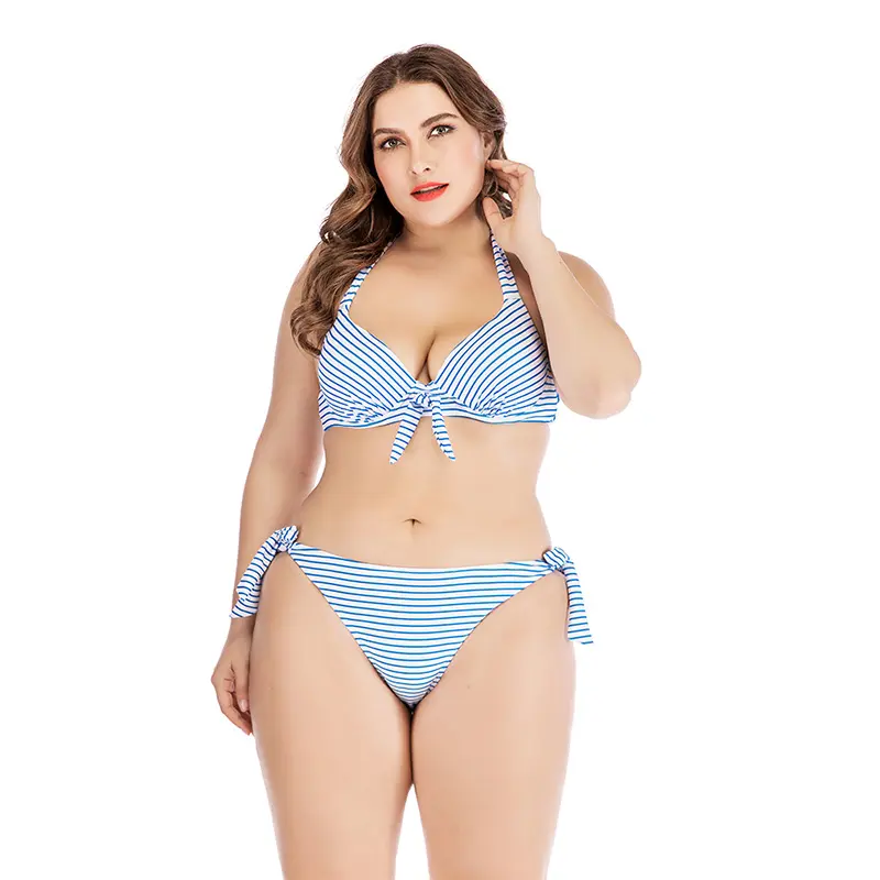 Wholesale Women Swimsuit Two Piece Striped Bikini Bathing Suits Beachwear Plus size swimwear
