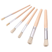 6 pinceaux en bois pour pochoirs, poils naturels purs, pour peinture acrylique, à l'huile et à l'aquarelle