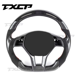 Volant en fibre de carbone compatible avec <span class=keywords><strong>Mercedes</strong></span>-Benz W204 Classe C C350 C300 C280 C63 E63 G63 S63 G65 GT63 GTS GLA GLB GLC W222 W220 - Product Image 1