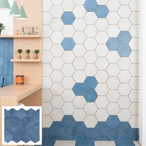 Azulejo de pared hexagonal de cerámica esmaltada blanca para baño, cocina, decoración de pared de estar