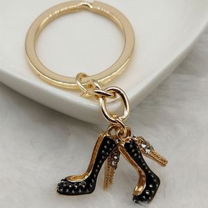 Mini <span class=keywords><strong>3D</strong></span> kim loại mô phỏng Giày cao gót Móc Chìa Khóa Phụ nữ túi điện thoại Bling Bling Giày Keychain Mặt dây chuyền Phụ kiện túi xách quyến rũ - Product Image 2