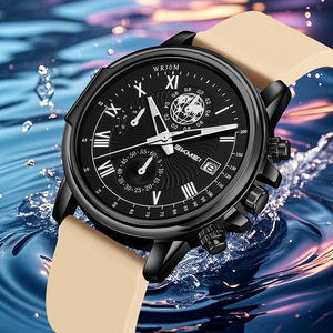 Skmei Quartz Watch Black Dial Silicone Strap Chronograph Calendar Waterproof 30M Men's Watch - Product Image 1