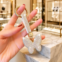 Porte-clés papillon en strass scintillant, breloque de sac pour clés de voiture, cadeau personnalisé pour femmes et filles, 9 couleurs