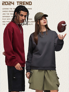 Pull à col rond en molleton 100% coton anti-boulochage, sans doublure, couleur unie, impression numérique, décontracté, lourd, 330 g, pour homme - Product Image 3
