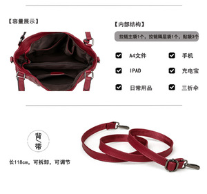 Nouveaux sacs à main de luxe grande capacité pour femmes, grandes tailles, tendance, sacs fourre-tout en cuir véritable de haute qualité pour femmes - Product Image 2