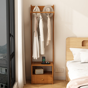 Solid wood floor-standing bedside table and <b>clothes</b> <b>rack</b>, suitable for home use in bedrooms. Small and multifunctional storage - Product Image 2