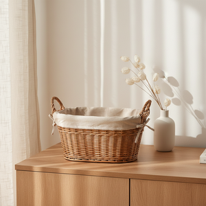 Panier à linge multifonction en saule tressé fait main, style vintage et rétro, pour salon et rangement - Product Image 3