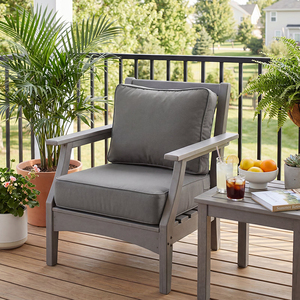 Contemporary Style Solid Grey Removable <strong>Replacement</strong> Outdoor Seat <strong>Cushions</strong> with Double Welt for <strong>Rattan</strong> Sofas - Product Image 5