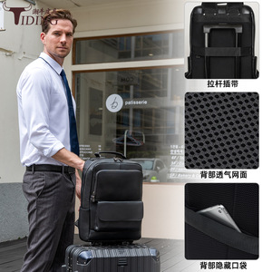 Tiding Genuine <b>Leather</b> <b>Backpack</b> 20L <b>Large</b> Capacity Multi Functional Business Travel Men's Shoulder Bag Black - Product Image 2