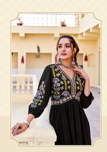 New Designer Heavy Rayon and Embroidery Handwork <b>Kurti</b> Collection - Product Image 6