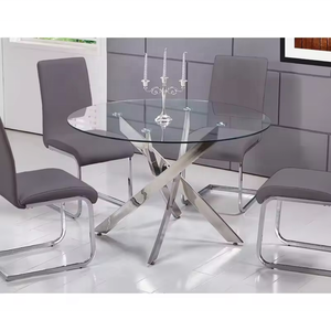 YWJ Yaweijia Fábrica <span class=keywords><strong>popular</strong></span> Mesas de cocina Patas de mesa de vidrio Muebles de <span class=keywords><strong>metal</strong></span> cromado Mesa moderna - Product Image 5