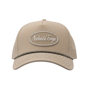 หมวกแก๊ปตาข่ายแบบกำหนดเอง OEM พร้อมโลโก้ 5 แผง ปีกโค้งเล็กน้อย แบบ Snapback ป้ายยางกันน้ำ หมวกกอล์ฟ - Product Image 2