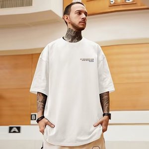 Mỹ Thời Trang Thương Hiệu Người Đàn Ông Của T-Shirt Kích Thước Lớn Lỏng Gấu Bông Ngắn Tay Áo Nửa Tay Áo Xu Hướng Mùa Hè Cho Người Đàn Ông Béo - Product Image 4