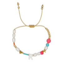 Bracelet DIY tendance en perles de rocaille avec initiale A-Z, bracelet tressé en corde avec perles en forme de cœur pour femmes et enfants