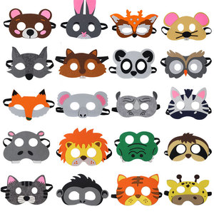 Máscaras de Fieltro de Animales de Dibujos Animados, Recuerdos de Fiesta para Niños, Máscara Facial con Temática de Safari, Zoológico, Granja, Selva, Regalo de Cumpleaños - Product Image 1