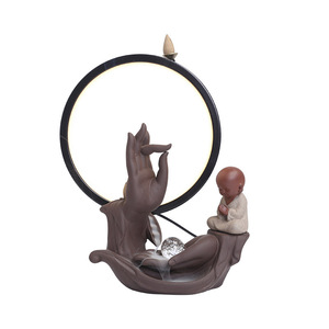 Brûleur d'encens à reflux de main de <span class=keywords><strong>bouddha</strong></span> de sable violet avec lampe Zen support de brûleur d'encens de cascade pour l'aromathérapie intérieure du ménage - Product Image 5