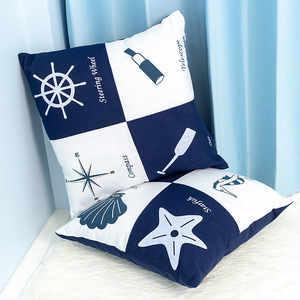 Marine Pattern Cotton Throw <b>Pillows</b> <b>Square</b> Washable Decorative Cushions For Children's Room Mediterranean Style - Product Image 2