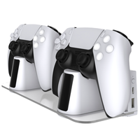 Support de rangement avec station de charge double pour manettes PS5/Slim, support mural pour console, accessoires, support de chargeur