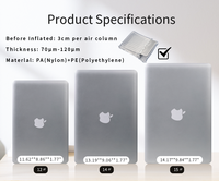 Emballage de protection gonflable transparent personnalisé, enveloppe à bulles pour expédition, sac à colonne d'air pour ordinateur portable, matériau PA+PE, épaisseur 70-120um