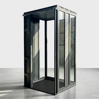Porte battante en verre trempé, panneau de plafond LED, cadre en alliage d'aluminium avec main courante en acier inoxydable, cabine d'observation panoramique
