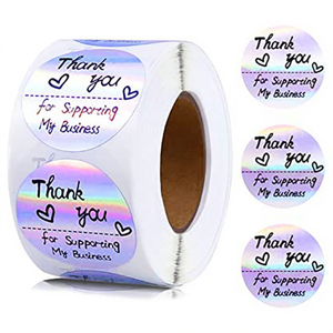 Autocollants estampés et gaufrés FX, autocollants d'emballage, autocollants ronds de remerciement, autocollants personnalisés avec logo, rouleau de papier autocollant - Product Image 1
