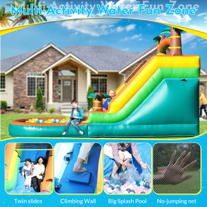 Tobogán Acuático Inflable Comercial de PVC <span class=keywords><strong>con</strong></span> Diseño de Palmera Tropical para Adultos y Niños, <span class=keywords><strong>con</strong></span> Gran <span class=keywords><strong>Piscina</strong></span> de Chapoteo y Soplador - Product Image 4