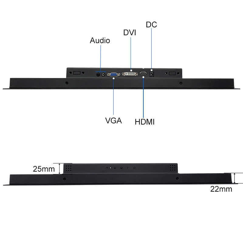 23.6 Inch Industrial Embedded Mount Monitor Resistive Touch Screen VGA Display TFT IPS LED Equipment Metal Case Monitor