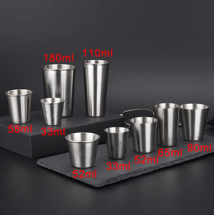 Rimless Stainless Steel Single Wall Drinking Portable Cup Water Tea Cup Shot Glasses For Bar