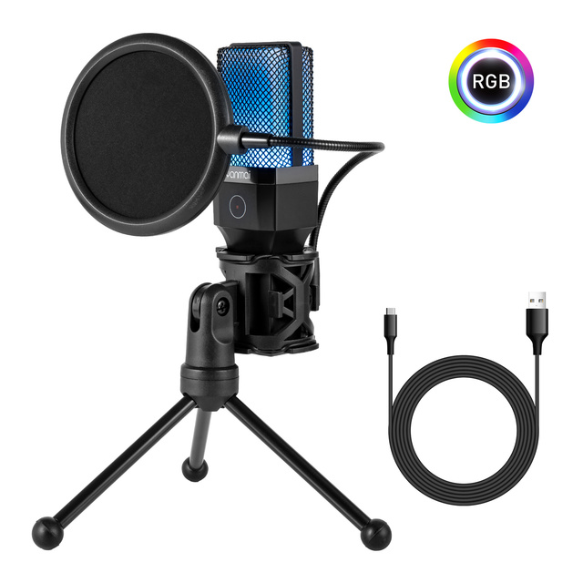 High Quality USB Condenser Microphone-Wired Noise Cancelling Portable for Conference and Streaming Use