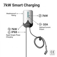 Cargador de Pared para Vehículos Eléctricos de 7KW 32A AC GBT para Uso Comercial, con Aplicación Inteligente, OCPP 2.0.1J, WiFi, Estación de Carga para Autos Eléctricos, IP65