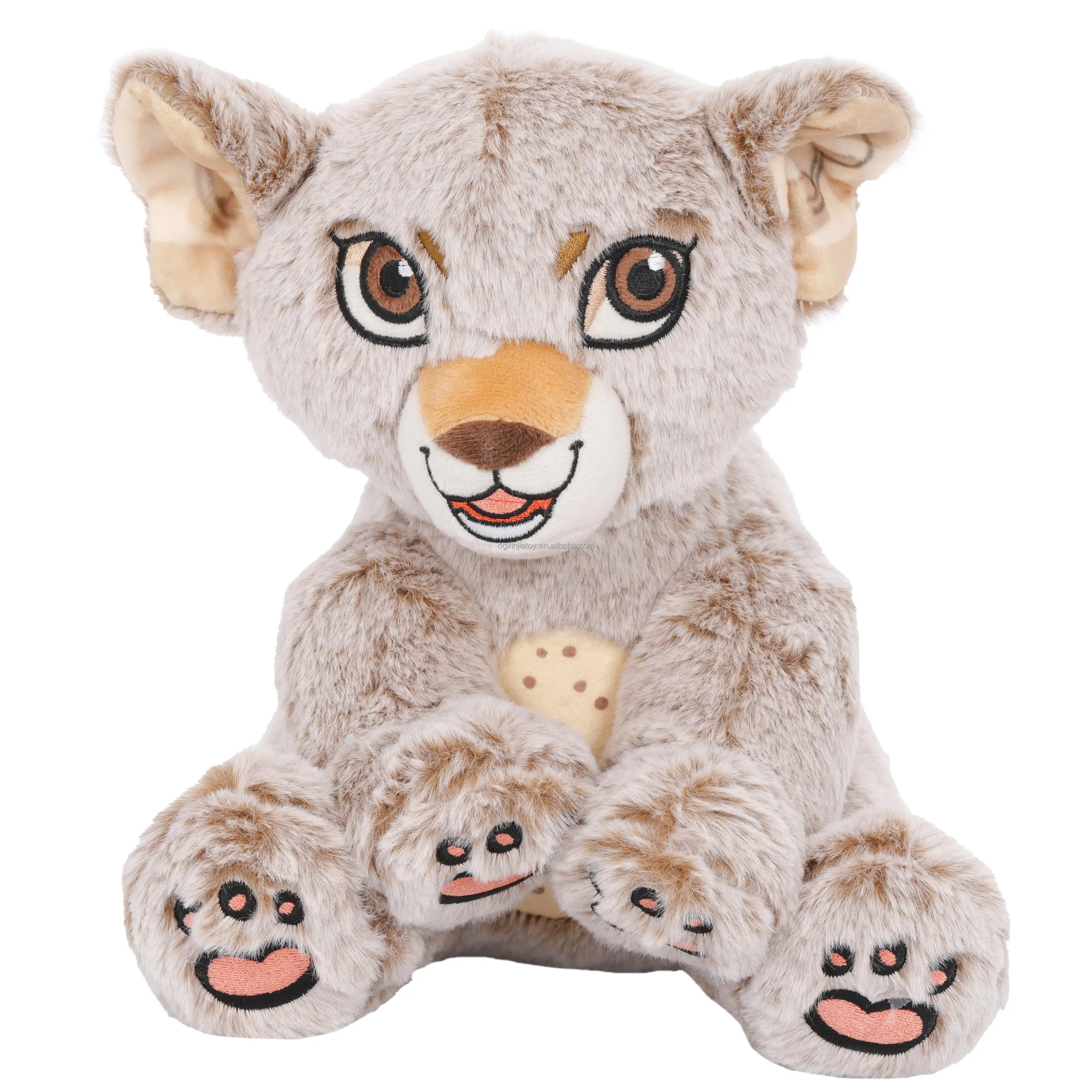 Juguetes de peluche de leopardo al por mayor de alta calidad con bordado, juguete de peluche de leopardo con postura sentada personalizada