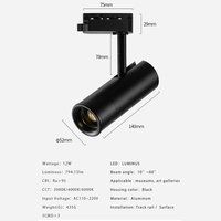 Rail lumineux LED dimmable 12W anti-éblouissement, style moderne, COB, faible consommation d'énergie, angle de faisceau réglable pour bureau, musée