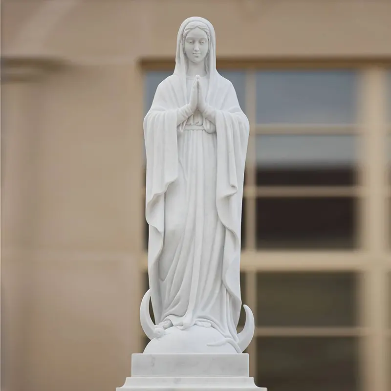 Benutzer definierte hand geschnitzte religiöse Skulptur Marmor Jungfrau Maria Statue für Kirchen dekoration