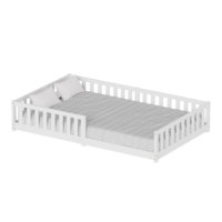 Lit de sol moderne pour enfants en pin massif avec barrière de sécurité, écologique et durable, cadre de lit pour tout-petits 120x200cm avec sommier à lattes pour chambre à coucher