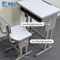 Ensemble bureau et chaise pour étudiants, réglable en hauteur, double piétement, mobilier scolaire universitaire pour collège