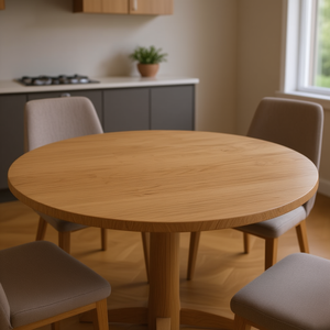 <b>Solid</b> Oak <b>Wood</b> <b>Round</b> <b>Dining</b> <b>Table</b> 15.7 In Durable Modern Home Furniture - Product Image 2