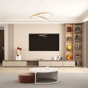 Modern Wood LED Wall-<b>Mounted</b> <b>TV</b> Cabinet for Living Room and Hotel Use Luxury Design - Product Image 4