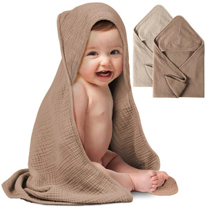 Tessuto di <span class=keywords><strong>cotone</strong></span> mussola tinta unita bambino asciugamano da bagno con cappuccio per bambini <span class=keywords><strong>accappatoio</strong></span> 76*76cm - Product Image 5