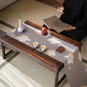 Guanlan Chinese Style Waterproof Tea <b>Table</b> <b>Runner</b> For Dry Brewing Tea Ceremony Accessories Traditional Design Dehua Origin - Product Image 1